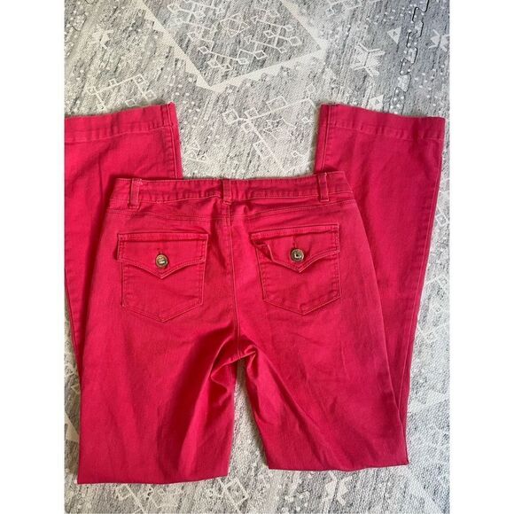 Cache Pink Rhinestone Embellishes Flap Pockets Jean 6 - Picture 5 of 6